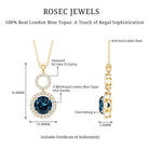 2 Carat London Blue Topaz and Diamond Halo Dangle Pendant AAA - Rosec Jewels