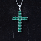 3.5 CT Lab Created Emerald Cross Pendant Necklace Lab Created Emerald - ( AAAA ) - Quality - Rosec Jewels