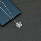 Genuine Mother of Pearl Hibiscus Flower Pendant Necklace 92.5 Sterling Silver - Rosec Jewels