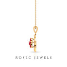 Natural Ruby Flower Pendant Necklace with Certificate AAA - Rosec Jewels
