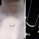 Seven Stone Peridot Bar Necklace AAA - Rosec Jewels