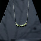Seven Stone Peridot Bar Necklace AAA - Rosec Jewels