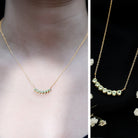 Seven Stone Peridot Bar Necklace AAA - Rosec Jewels