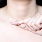 Seven Stone Peridot Bar Necklace AAA - Rosec Jewels
