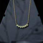 Seven Stone Peridot Bar Necklace AAA - Rosec Jewels