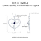 Natural Blue Sapphire Heart Cross Necklace in 14k Gold Plated Silver AAA 92.5 Sterling Silver - Rosec Jewels