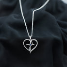 Natural Blue Sapphire Cross Heart Necklace for Women AAA - Rosec Jewels