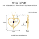 Natural Blue Sapphire Cross Heart Necklace for Women AAA - Rosec Jewels