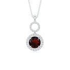 Real Garnet Circle Eternity Necklace with Diamond AAA - Rosec Jewels