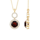 Real Garnet Circle Eternity Necklace with Diamond AAA - Rosec Jewels