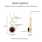 Real Garnet Circle Eternity Necklace with Diamond AAA - Rosec Jewels