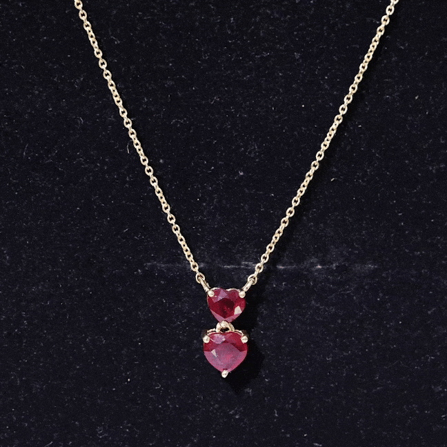 Certified 5.5 Carat Lab Created Ruby Heart Necklace with Silver Chain AAAA 92.5 Sterling Silver - Rosec Jewels