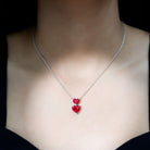 Certified 5.5 Carat Lab Created Ruby Heart Necklace with Silver Chain AAAA 92.5 Sterling Silver - Rosec Jewels