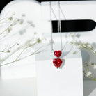 Certified 5.5 Carat Lab Created Ruby Heart Necklace with Silver Chain AAAA 92.5 Sterling Silver - Rosec Jewels
