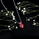 Certified 5.5 Carat Lab Created Ruby Heart Necklace with Silver Chain AAAA 92.5 Sterling Silver - Rosec Jewels