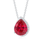 Lab Grown Ruby Teardrop Designer Necklace with Diamond AAAA - Rosec Jewels