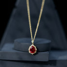Certified 3 Carat Lab Grown Ruby and Diamond Vintage Necklace AAAA 14K Yellow Gold Plated Silver - Rosec Jewels