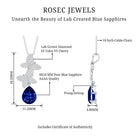 Lab Grown Blue Sapphire Butterflies Pendant Necklace with Diamond AAAA - Rosec Jewels