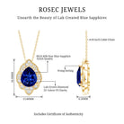 Certified Lab Grown Blue Sapphire Petal Necklace with Diamond AAAA - Rosec Jewels