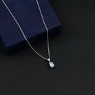 0.7 Carat Lab Grown Diamond Emerald Cut Necklace with Silver Chain Lab - ( EF-VS ) 92.5 Sterling Silver - Rosec Jewels