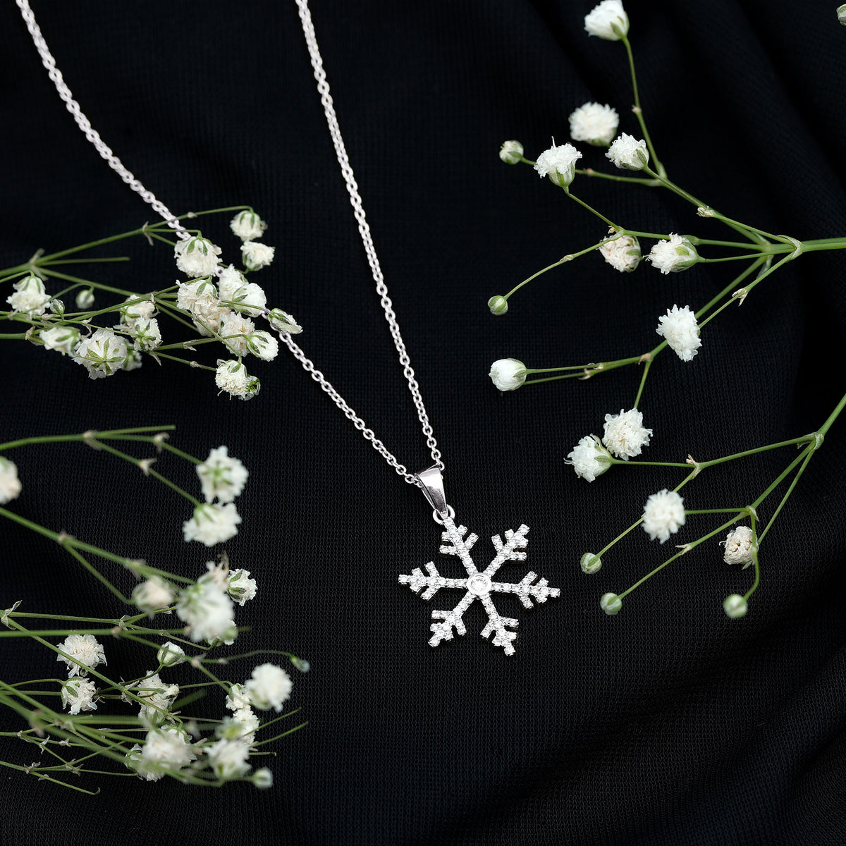 Genuine Diamond Snowflake Pendant for Women Natural - ( HI-SI ) - Rosec Jewels