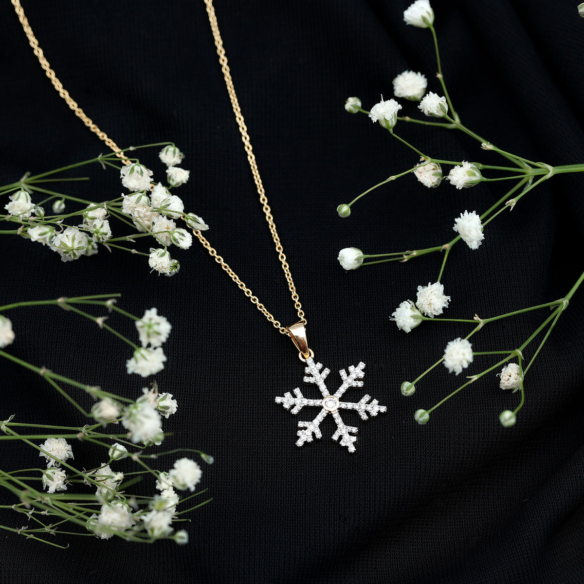 Genuine Diamond Snowflake Pendant for Women Natural - ( HI-SI ) - Rosec Jewels