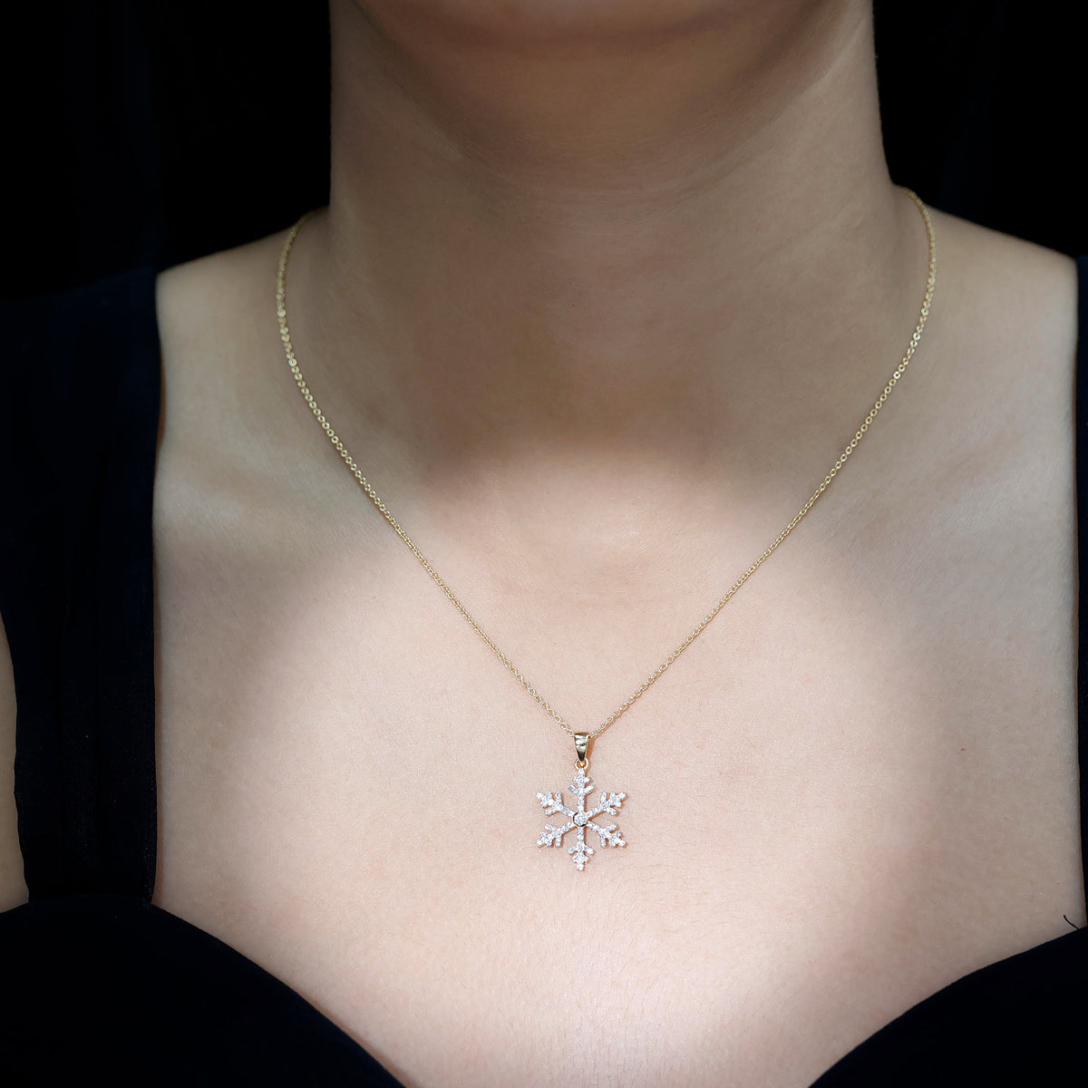 Genuine Diamond Snowflake Pendant for Women Natural - ( HI-SI ) - Rosec Jewels