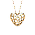 Rosec Jewels-Heart Shaped Openwork Pendant with Round Diamond in Gold