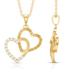 Rosec Jewels-Pave Set Diamond Double Heart Pendant
