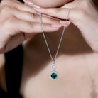 Certified Lab Created Emerald Wedding Necklace with Chain AAAA - Rosec Jewels