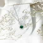 Certified Lab Created Emerald Wedding Necklace with Chain AAAA - Rosec Jewels