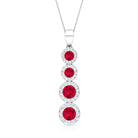 Created Ruby Moissanite Dangle Pendant Necklace Lab Created Ruby - ( AAAA ) - Quality - Rosec Jewels