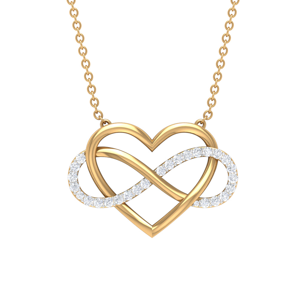 Infinity and Heart Pendant Necklace with Diamond Diamond - ( HI-SI ) - Color and Clarity - Rosec Jewels