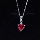 2 CT Created Ruby Heart Pendant Necklace with Zircon Lab Created Ruby - ( AAAA ) - Quality - Rosec Jewels