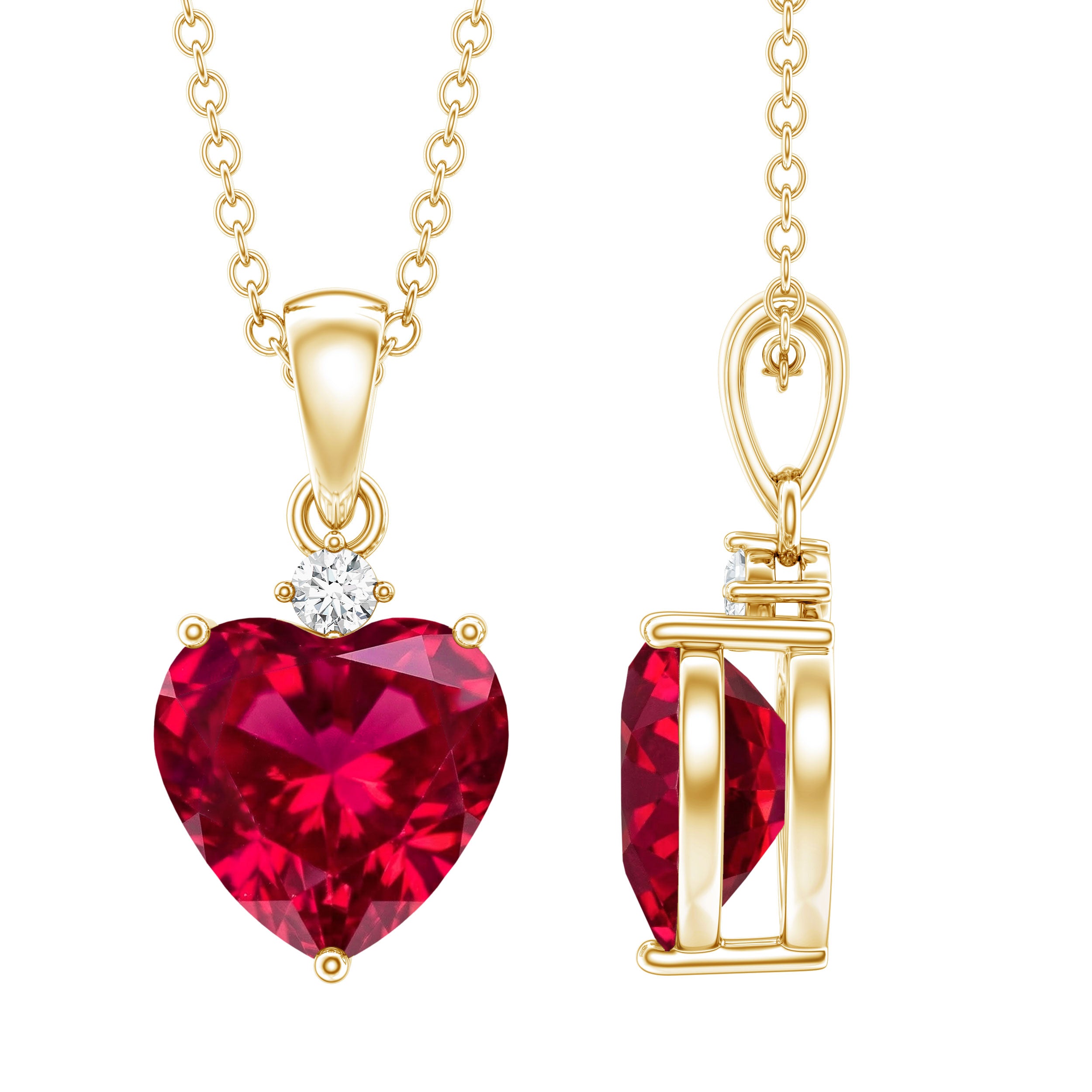 2 CT Lab Grown Ruby Heart Pendant Necklace with Moissanite – Rosec