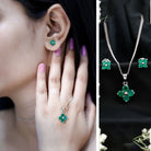 Natural Emerald Clover Jewelry Set for Women AAA - Rosec Jewels
