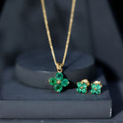 Natural Emerald Clover Jewelry Set for Women AAA - Rosec Jewels