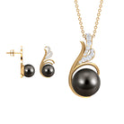 Designer Jewelry Set with Tahitian Pearl and Moissanite Tahitian pearl - ( AAA ) - Quality - Rosec Jewels