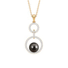 Tahitian Pearl and Diamond Eternity Dangle Pendant Tahitian pearl - ( AAA ) - Quality - Rosec Jewels
