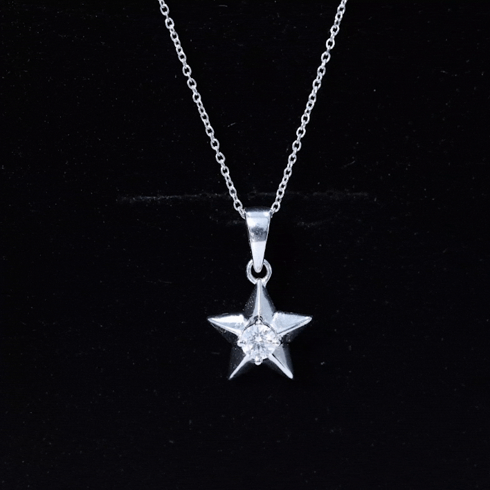 Certified Diamond Star Pendant Necklace Natural - ( HI-SI ) - Rosec Jewels