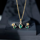 Natural Emerald and Diamond Wedding Jewelry Set AAA - Rosec Jewels