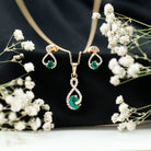 Natural Emerald and Diamond Wedding Jewelry Set AAA - Rosec Jewels