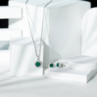 Certified Lab Grown Emerald Moissanite Bridal Jewelry Set AAAA - Rosec Jewels