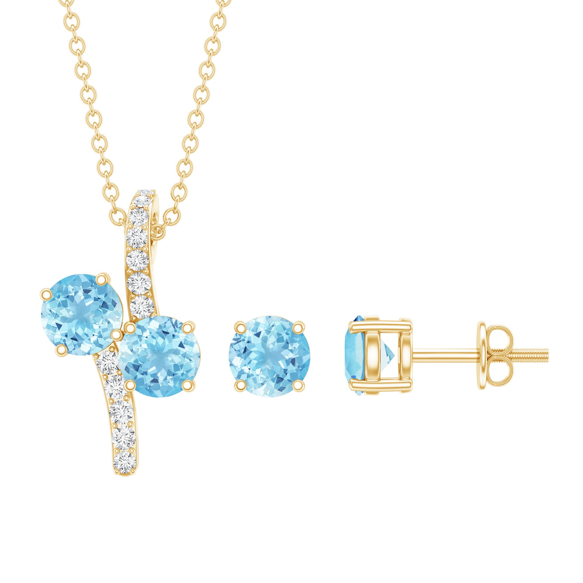 Aquamarine Bridal Jewelry Set with Diamond Accent – Rosec Jewels
