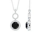 Real 2.6 Carat Black Spinel Drop Pendant Necklace with Diamond AAA - Rosec Jewels