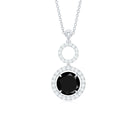 3.25 CT Black Spinel and Diamond Halo Dangle Pendant Black Spinel - ( AAA ) - Quality - Rosec Jewels