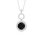Real 2.6 Carat Black Spinel Drop Pendant Necklace with Diamond AAA - Rosec Jewels