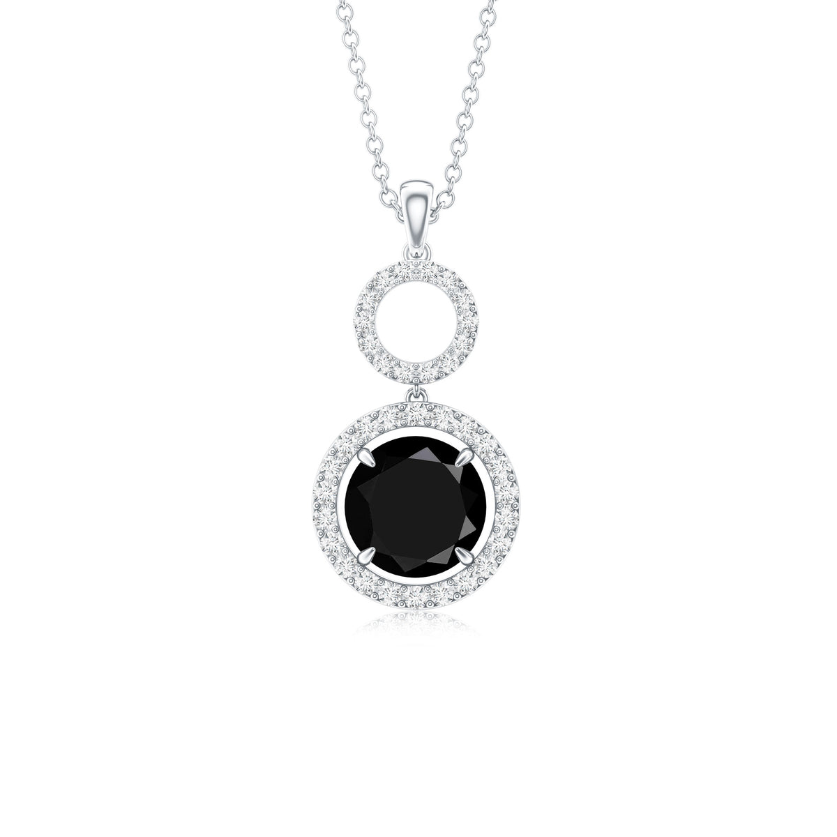 Real 2.6 Carat Black Spinel Drop Pendant Necklace with Diamond AAA - Rosec Jewels