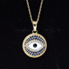 3/4 CT Created Blue Sapphire and Zircon Evil Eye Pendant Necklace Zircon - ( AAAA ) - Quality - Rosec Jewels