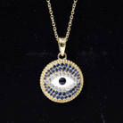 Sterling Silver Evil Eye Necklace with Blue Sapphire and Moissanite AAAA 92.5 Sterling Silver - Rosec Jewels